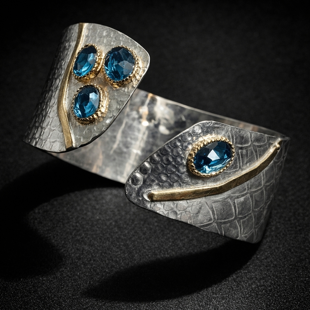 Gorgeous 14k Gold & Silver Heavy Luxury Cuff
